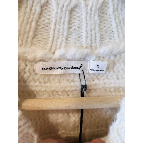 Unsubscribed Cable Mock Neck Sweater Fisherman Small Soft Muslin Ivory Alpaca - Picture 4 of 8